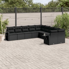 Gartensofa-Set 10-teilig mit schwarzen synthetischen Rattankissen von , Gartensets - Ref: Foro24-3253042, Preis: 712,56 €, Ra...