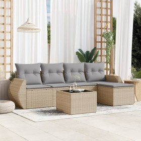 Garden sofa set with cushions 6 pieces beige synthetic rattan by , Garden sets - Ref: Foro24-3253636, Price: 423,85 €, Discou...