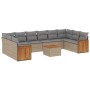 11-teiliges Gartensofa-Set mit beigen synthetischen Rattankissen von , Gartensets - Ref: Foro24-3228012, Preis: 758,21 €, Rab...