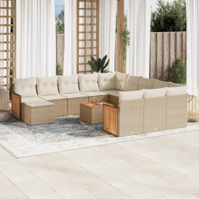 Gartensofa-Set mit Kissen, 13-teilig, beiges synthetisches Rattan von , Gartensets - Ref: Foro24-3228270, Preis: 1,00 €, Raba...