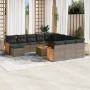 Gartensofa-Set mit Kissen, 13-teilig, graues synthetisches Rattan von , Gartensets - Ref: Foro24-3228272, Preis: 845,00 €, Ra...