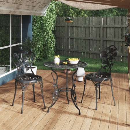 Bistrotisch und Stühle 3-teilig aus schwarzem Aluminiumguss von , Gartensets - Ref: Foro24-317739, Preis: 198,00 €, Rabatt: %