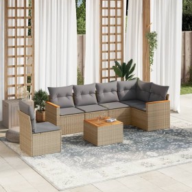 7-piece garden sofa set and beige synthetic rattan cushions by , Garden sets - Ref: Foro24-3258426, Price: 509,14 €, Discount: %