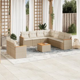 Gartensofa-Set mit beigen Kissen, 10-teilig, synthetisches Rattan von , Gartensets - Ref: Foro24-3258509, Preis: 782,99 €, Ra...