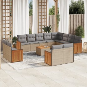 Gartensofa-Set mit Kissen, 13-teilig, beiges synthetisches Rattan von , Gartensets - Ref: Foro24-3260603, Preis: 1,00 €, Raba...