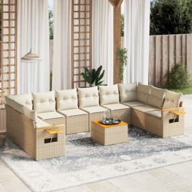 11-teiliges Gartensofa-Set mit beigen synthetischen Rattankissen von , Gartensets - Ref: Foro24-3259573, Preis: 786,21 €, Rab...