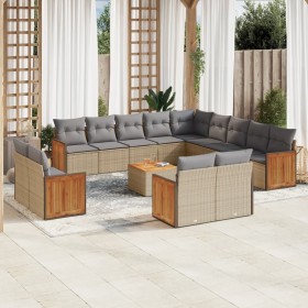 14-piece garden sofa set with beige synthetic rattan cushions by , Garden sets - Ref: Foro24-3260617, Price: 1,00 €, Discount: %