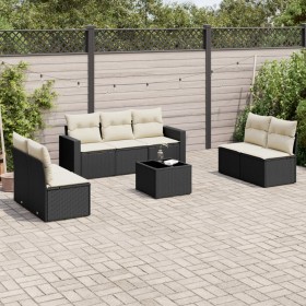 8-teiliges Gartensofa-Set und schwarze synthetische Rattankissen von , Gartensets - Ref: Foro24-3218826, Preis: 471,63 €, Rab...