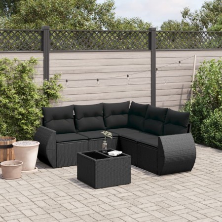 6-piece garden sofa set and black synthetic rattan cushions by , Garden sets - Ref: Foro24-3221354, Price: 411,73 €, Discount: %