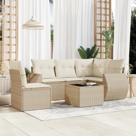 Gartensofa-Set mit Kissen, 6-teilig, beiges synthetisches Rattan von , Gartensets - Ref: Foro24-3221377, Preis: 579,99 €, Rab...