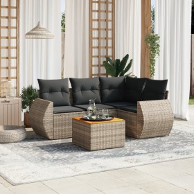 Garden sofa set with cushions 5 pieces gray synthetic rattan by , Garden sets - Ref: Foro24-3224989, Price: 359,99 €, Discoun...