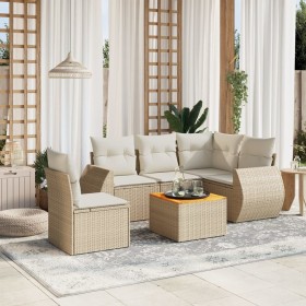 Gartensofa-Set mit Kissen, 6-teilig, beiges synthetisches Rattan von , Gartensets - Ref: Foro24-3225008, Preis: 567,66 €, Rab...