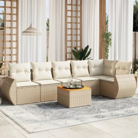 7-teiliges Gartensofa-Set und beigefarbene synthetische Rattankissen von , Gartensets - Ref: Foro24-3225015, Preis: 588,05 €,...