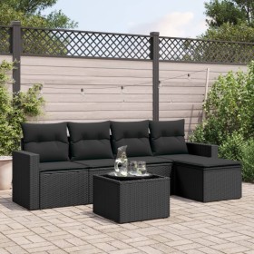 6-teiliges Gartensofa-Set und schwarze synthetische Rattankissen von , Gartensets - Ref: Foro24-3218885, Preis: 343,11 €, Rab...