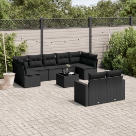 Gartensofa-Set 10-teilig mit schwarzen synthetischen Rattankissen von , Gartensets - Ref: Foro24-3219415, Preis: 589,99 €, Ra...