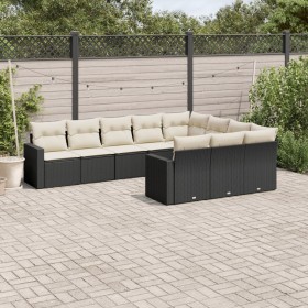 Gartensofa-Set 10-teilig mit schwarzen synthetischen Rattankissen von , Gartensets - Ref: Foro24-3219476, Preis: 654,68 €, Ra...