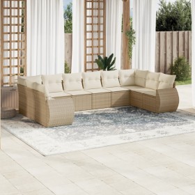 Garden sofa set with beige cushions 10 pieces synthetic rattan by , Modular outdoor sofas - Ref: Foro24-3221867, Price: 815,5...