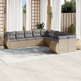 Garden sofa set with beige cushions 10 pieces synthetic rattan by , Modular outdoor sofas - Ref: Foro24-3221908, Price: 691,8...