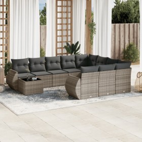 11-teiliges Gartensofa-Set und graue synthetische Rattankissen von , Modulare Sofas für den Außenbereich - Ref: Foro24-322192...