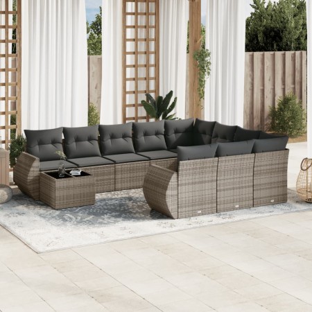 11-teiliges Gartensofa-Set und graue synthetische Rattankissen von , Modulare Sofas für den Außenbereich - Ref: Foro24-322192...