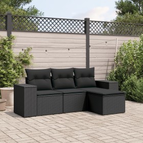 4-teilige Gartensofagarnitur mit schwarzen synthetischen Rattankissen von , Modulare Sofas für den Außenbereich - Ref: Foro24...