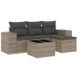 Gartensofa-Set mit Kissen, 5-teilig, graues synthetisches Rattan von , Modulare Sofas für den Außenbereich - Ref: Foro24-3222...