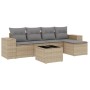 Garden sofa set with cushions 6 pieces beige synthetic rattan by , Modular outdoor sofas - Ref: Foro24-3222498, Price: 409,78...