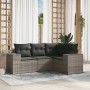 4-teiliges Gartensofa-Set und graue synthetische Rattankissen von , Modulare Sofas für den Außenbereich - Ref: Foro24-3222509...