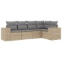 Gartensofa-Set mit Kissen, 5-teilig, beiges synthetisches Rattan von , Modulare Sofas für den Außenbereich - Ref: Foro24-3222...