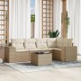 Garden sofa set with cushions 6 pieces beige synthetic rattan by , Modular outdoor sofas - Ref: Foro24-3222537, Price: 542,88...