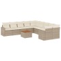 Set de sofás de jardín 11pzas con cojines ratán sintético beige de , Sofás modulares de exterior - Ref: Foro24-3224301, Preci...