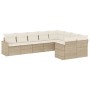 9-teiliges Gartensofa-Set mit beigen synthetischen Rattankissen von , Modulare Sofas für den Außenbereich - Ref: Foro24-32517...