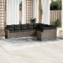 9-teiliges Gartenmöbel-Set und graue synthetische Rattankissen von , Modulare Sofas für den Außenbereich - Ref: Foro24-325177...