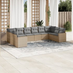 Juego de sofás jardín con cojines beige 10 pzas ratán sintético de , Sofás modulares de exterior - Ref: Foro24-3251806, Preci...