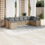 Gartensofa-Set mit beigen Kissen, 10-teilig, synthetisches Rattan von , Modulare Sofas für den Außenbereich - Ref: Foro24-325...