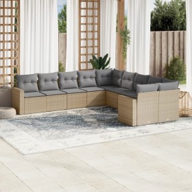 Garden sofa set with beige cushions 10 pieces synthetic rattan by , Modular outdoor sofas - Ref: Foro24-3251846, Price: 695,5...