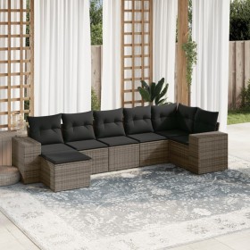 7-piece garden sofa set with gray PE rattan cushions by , Garden sets - Ref: Foro24-3222879, Price: 474,45 €, Discount: %