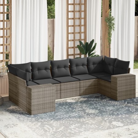 7-teiliges Gartensofa-Set mit grauen PE-Rattan-Kissen von , Gartensets - Ref: Foro24-3222989, Preis: 502,99 €, Rabatt: %