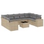 Gartensofa-Set mit beigen Kissen, 10-teilig, synthetisches Rattan von , Gartensets - Ref: Foro24-3223008, Preis: 671,68 €, Ra...