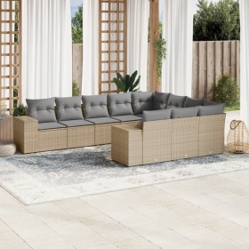 Gartensofa-Set mit beigen Kissen, 10-teilig, synthetisches Rattan von , Gartensets - Ref: Foro24-3223088, Preis: 723,51 €, Ra...