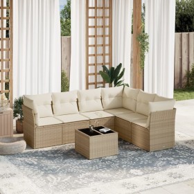 Set sofás de jardín 7 piezas y cojines ratán sintético beige de , Conjuntos de jardín - Ref: Foro24-3249527, Precio: 467,99 €...