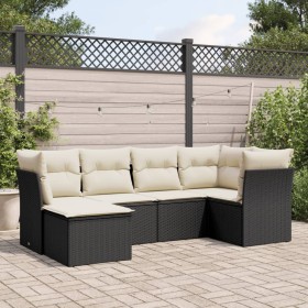 6-teiliges Gartensofa-Set und schwarze synthetische Rattankissen von , Gartensets - Ref: Foro24-3249785, Preis: 373,99 €, Rab...