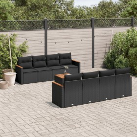 8-teiliges Gartensofa-Set und schwarze synthetische Rattankissen von , Gartensets - Ref: Foro24-3258219, Preis: 584,89 €, Rab...