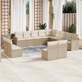 Gartensofa-Set mit Kissen, 13-teilig, beiges synthetisches Rattan von , Gartensets - Ref: Foro24-3258887, Preis: 986,78 €, Ra...