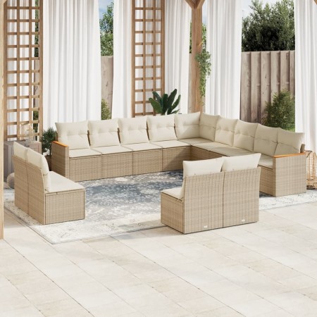 Gartensofa-Set mit Kissen, 13-teilig, beiges synthetisches Rattan von , Gartensets - Ref: Foro24-3258887, Preis: 995,61 €, Ra...