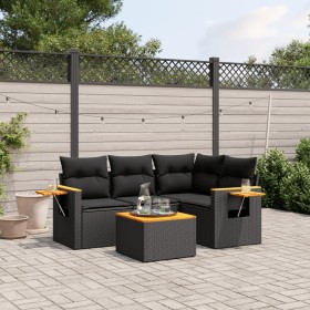 5-teiliges Gartenmöbel-Set und schwarze synthetische Rattankissen von , Gartensets - Ref: Foro24-3259178, Preis: 360,53 €, Ra...