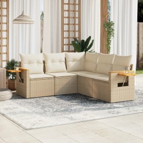 Gartensofa-Set mit Kissen, 5-teilig, beiges synthetisches Rattan von , Gartensets - Ref: Foro24-3259202, Preis: 461,64 €, Rab...