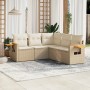 Gartensofa-Set mit Kissen, 5-teilig, beiges synthetisches Rattan von , Gartensets - Ref: Foro24-3259202, Preis: 461,16 €, Rab...