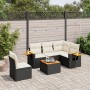 6-teiliges Gartensofa-Set und schwarze synthetische Rattankissen von , Gartensets - Ref: Foro24-3259221, Preis: 389,12 €, Rab...