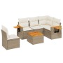 Gartensofa-Set mit Kissen, 6-teilig, beiges synthetisches Rattan von , Gartensets - Ref: Foro24-3259223, Preis: 516,34 €, Rab...